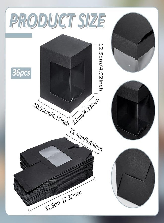 بينيكريت علب هدايا BENECREAT مكونة من 36 قطعة، علب أكواب قهوة سوداء، علب تغليف أكواب نبيذ شفافة، علب هدايا فارغة سعة 11 أونصة و12 أونصة و15 أونصة. - Image 2